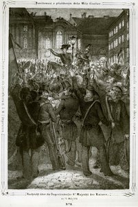 Die Verfassung von Kaiser Ferdinand wird auf dem Michaelerplatz vor der Hofburg verlesen von Erich Lessing