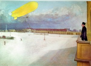 Kaiser Franz Joseph beobachtet das erste Luftschiff von Erich Lessing