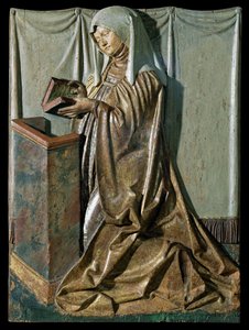 Weibliche Stifterin mit Gebetbuch, Teil eines Altars, Schwäbisch von Erich Lessing