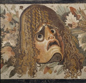 Girlande mit Masken, Blättern und Früchten