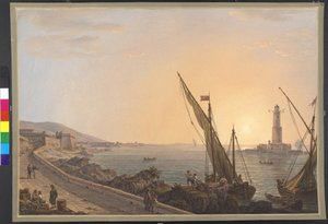 Hafen mit Leuchtturm von Erich Lessing