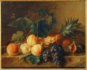 Stillleben mit Pfirsichen und Ananas von Erich Lessing