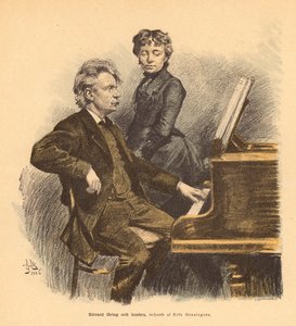 Norwegischer Komponist Edvard Grieg und seine Frau