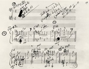 Handschriftliches Manuskript von Parade von Erik Satie