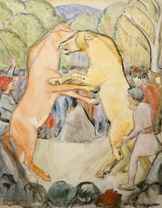 Pferdekampf von Erik Theodor Werenskiold