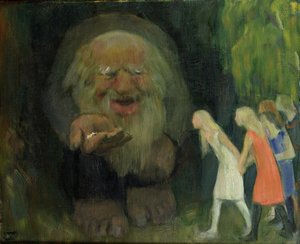 Der Troll lockte die Mädchen mit Gold von Erik Theodor Werenskiold