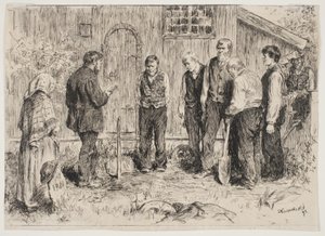Eine arme Beerdigung in einem norwegischen Bergdorf von Erik Theodor Werenskiold