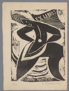 Ex Libris von Gianni Mantero von Erna Levy Friedländer (signed by artist)