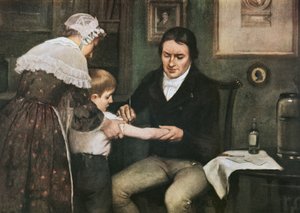Dr. Edward Jenner (1749-1823) führt seine erste Pockenimpfung an James Phipps, einem achtjährigen Jungen, am 14. Mai durch von Ernest Board