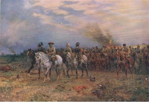 Cromwell bei Marston Moor, Illustration aus Die Geschichte des britischen Volkes, veröffentlicht von Waverley, ca. 1940