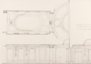 Entwürfe für das Innere des Oxford und Poland Street Kinematographentheaters: Decke und Rückwand des Auditoriums, ca. 1910