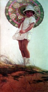 Porträt der Tochter des Künstlers mit einem Sonnenschirm