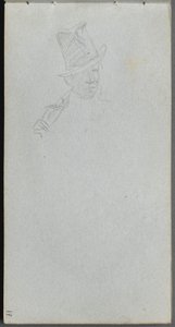 Skizzenbuch, Seite 17: Büste eines Mannes mit Zylinder von Ernest Meissonier
