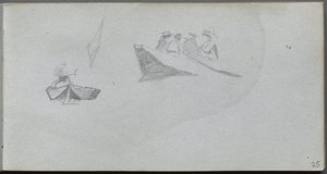 Skizzenbuch, Seite 25: Studien von Figuren in Booten von Ernest Meissonier