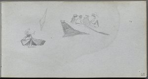 Skizzenbuch, Seite 25: Studien von Figuren in Booten von Jean Louis Ernest Meissonier