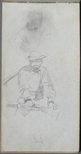 Skizzenbuch, Seite 30: Sitzende männliche Figur und Figur im Profil von Jean Louis Ernest Meissonier