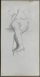 Skizzenbuch, Seite 37: Figurenstudie, gekreuzte Beine