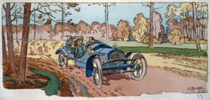 Georges Sizaire in seinem selbstgebauten Auto, bei der Coupe des voiturettes von Ernest Montaut