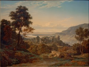 Heidelberg, Schloss und Stadt von Osten mit Blick auf die Rheinebene