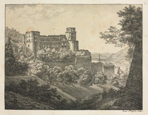Sechs Ansichten des Heidelberger Schlosses: Richtung Nordosten
