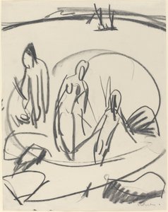 Drei Badende im Meer, ca. 1914 von Ernst Ludwig Kirchner