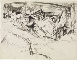 Alp mit Hütten und Tannen von Ernst Ludwig Kirchner