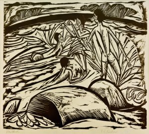 Badende, sich spritzend von Ernst Ludwig Kirchner