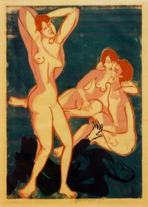 Drei Akte und liegender Mann von Ernst Ludwig Kirchner