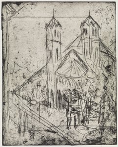 Ecke am Wintergarten/Kirche St. Gereon in Köln I von Ernst Ludwig Kirchner