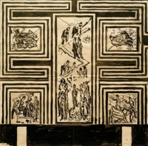 Entwurf zur Ausmalung der Längswand des Festsaals von Ernst Ludwig Kirchner