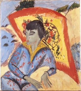Erna mit japanischem Regenschirm, 1913