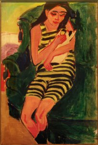 Fränzi mit Katze von Ernst Ludwig Kirchner