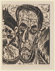 Kopf van de Velde, hell. – Van de Velde zwischen Bergen von Ernst Ludwig Kirchner