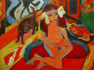Mädchen mit Katze, Fränzi von Ernst Ludwig Kirchner