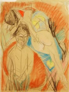 Maler und nackte Frau (Selbstbildnis mit Modell) von Ernst Ludwig Kirchner