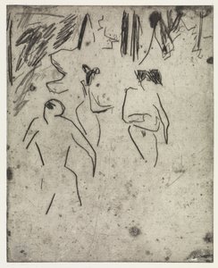 Moritzburger Badende im Gestrüpp/Die kranke Dodo von Ernst Ludwig Kirchner