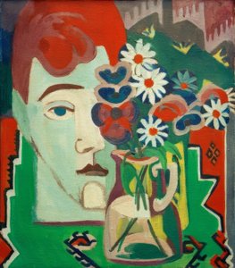 Müllerkopf mit Blumen von Ernst Ludwig Kirchner