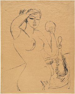 Nacktes Mädchen bei ihrer Toilette von Ernst Ludwig Kirchner