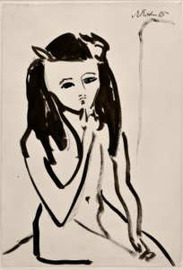 Ohne Titel (Fränzi als Akt, die Hand am Kinn) von Ernst Ludwig Kirchner