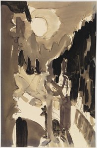 Paar im Mondlicht vor dem Haus von Ernst Ludwig Kirchner