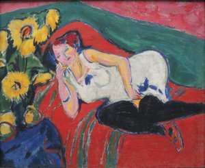 Ruhende Frau in weißem Hemd von Ernst Ludwig Kirchner