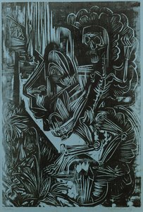 Selbstporträt mit tanzendem Tod, 1917