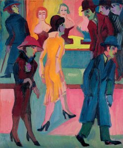 Straßenszene vor dem Friseurladen, 1926