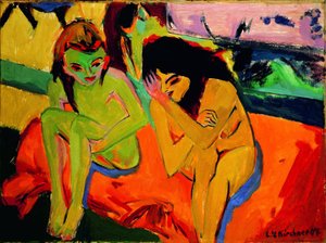 Zwei Mädchen / Nackte Mädchen im Gespräch von Ernst Ludwig Kirchner