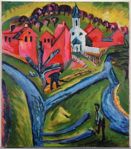 Dorf mit blauen Straßen von Ernst Ludwig Kirchner
