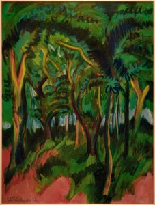 Waldinneres mit rosa Vordergrund von Ernst Ludwig Kirchner