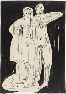 Zwei stehende Akte, sich abtrocknend von Ernst Ludwig Kirchner