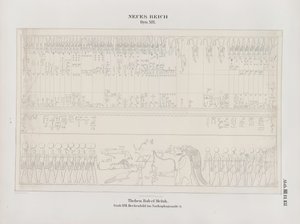 Zeichnung des Deckenbildes in der Sarkophaghalle, 19. Dynastie, Theben, Biban-el-Muluk, Neues Reich, Illustration aus "Denkmäler Ägyptens und Äthiopiens...", von Richard Lepsius