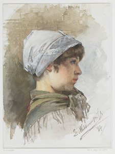 Studie des Kopfes eines jungen Mädchens, im Profil