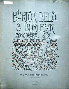 Titelseite einer Partitur für drei Burlesken für Klavier von Bela Bartok (1881-1945) 1912 (Farblithografie) von Ervin Voit